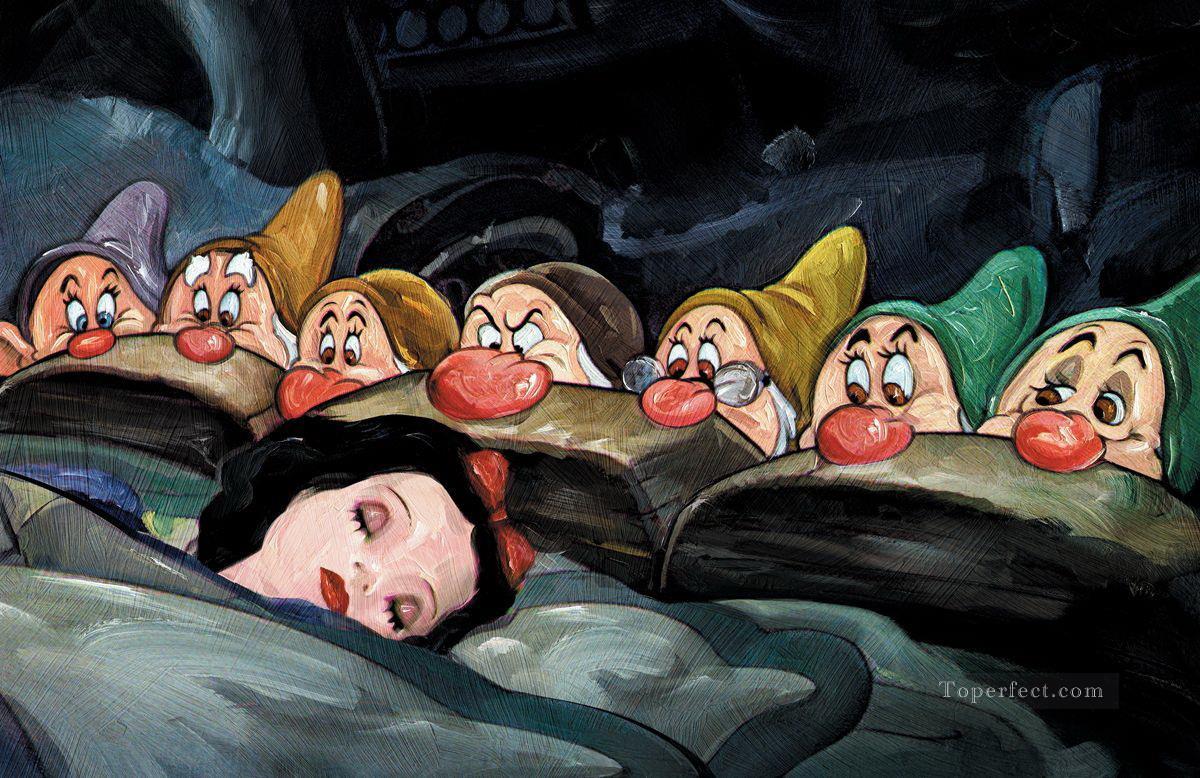 seven dwarfs and snow white cartoon for kids Oil Paintings